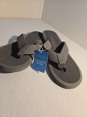 Men's Gray Flip-Flop Sandals 11-12 NEW